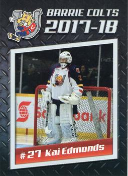2017-18 Barrie Colts (OHL) #NNO Kai Edmonds Front