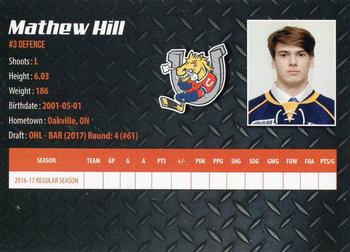 2017-18 Barrie Colts (OHL) #NNO Mathew Hill Back