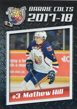 2017-18 Barrie Colts (OHL) #NNO Mathew Hill Front