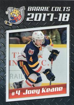2017-18 Barrie Colts (OHL) #NNO Joey Keane Front