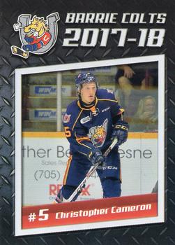 2017-18 Barrie Colts (OHL) #NNO Christopher Cameron Front