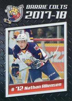 2017-18 Barrie Colts (OHL) #NNO Nathan Allensen Front
