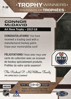 2018-19 O-Pee-Chee - Manufactured Trophy Winners Patches #P-36 Connor McDavid Back