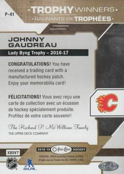 2018-19 O-Pee-Chee - Manufactured Trophy Winners Patches #P-41 Johnny Gaudreau Back