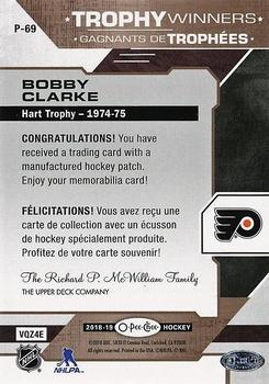 2018-19 O-Pee-Chee - Manufactured Trophy Winners Patches #P-69 Bobby Clarke Back