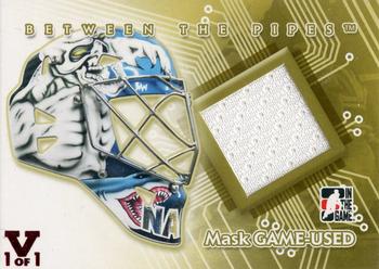 2015-16 In The Game Final Vault - 2007-08 In The Game Between The Pipes Mask Game-Used (Red Vault Stamp) #MGU-08 Evgeni Nabokov Front
