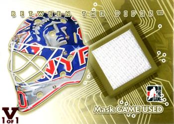2015-16 In The Game Final Vault - 2007-08 In The Game Between The Pipes Mask Game-Used (Red Vault Stamp) #MGU-17 Henrik Lundqvist Front