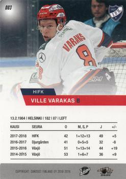 2018-19 Cardset Finland #003 Ville Varakas Back