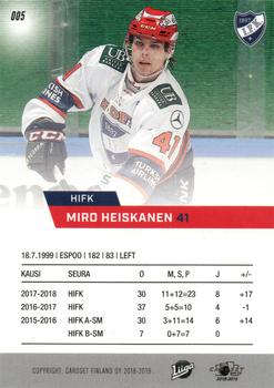 2018-19 Cardset Finland #005 Miro Heiskanen Back