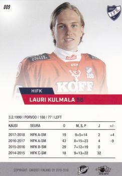 2018-19 Cardset Finland #009 Lauri Kulmala Back