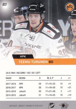 2018-19 Cardset Finland #023 Teemu Turunen Back
