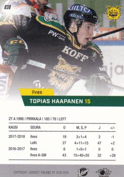 2018-19 Cardset Finland #030 Topias Haapanen Back