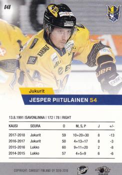 2018-19 Cardset Finland #048 Jesper Piitulainen Back
