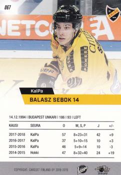 2018-19 Cardset Finland #067 Balazs Sebok Back