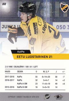 2018-19 Cardset Finland #068 Eetu Luostarinen Back