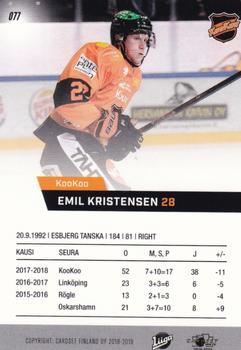 2018-19 Cardset Finland #077 Emil Kristensen Back