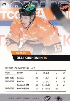 2018-19 Cardset Finland #079 Olli Korhonen Back