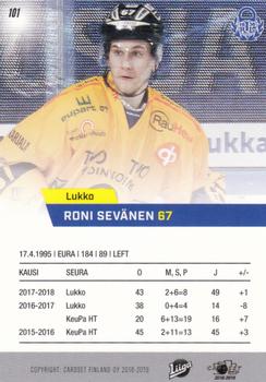 2018-19 Cardset Finland #101 Roni Sevänen Back