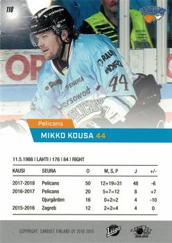 2018-19 Cardset Finland #110 Mikko Kousa Back