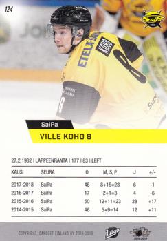 2018-19 Cardset Finland #124 Ville Koho Back