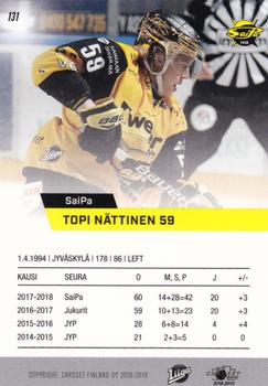 2018-19 Cardset Finland #131 Topi Nättinen Back