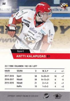 2018-19 Cardset Finland #144 Antti Kalapudas Back