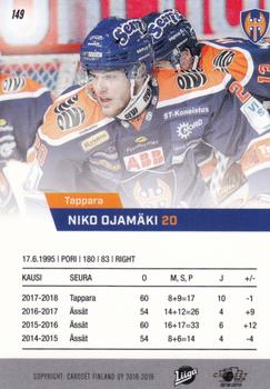 2018-19 Cardset Finland #149 Niko Ojamäki Back