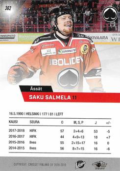 2018-19 Cardset Finland #362 Saku Salmela Back