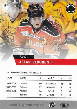 2018-19 Cardset Finland #366 Aleksi Rekonen Back
