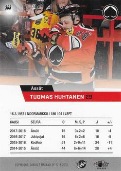 2018-19 Cardset Finland #368 Tuomas Huhtanen Back