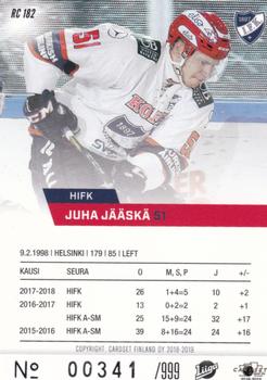 2018-19 Cardset Finland - Rookie Series 1 #RC 182 Juha Jääskä Back