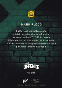 2018-19 Cardset Finland - Great Defence #GD 3 Mark Flood Back