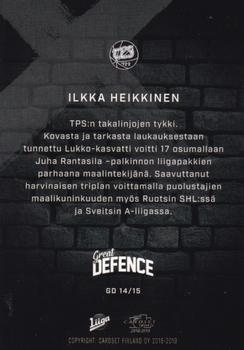 2018-19 Cardset Finland - Great Defence #GD 14 Ilkka Heikkinen Back
