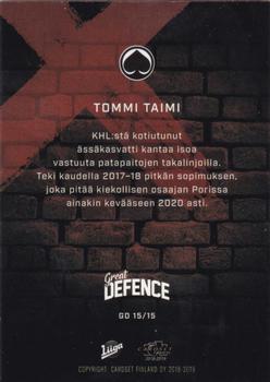 2018-19 Cardset Finland - Great Defence #GD 15 Tommi Taimi Back