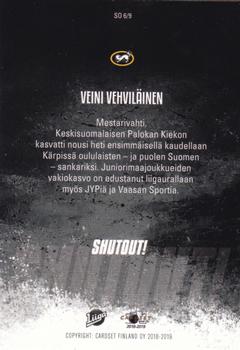 2018-19 Cardset Finland - Shutout #SO 6 Veini Vehviläinen Back