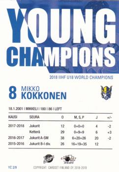 2018-19 Cardset Finland - Young Champions #YC 2 Mikko Kokkonen Back