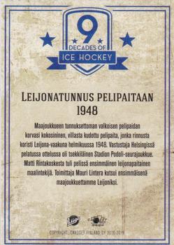 2018-19 Cardset Finland - 9 Decades of Ice Hockey #3 Leijonatunnus pelipaitaan Back