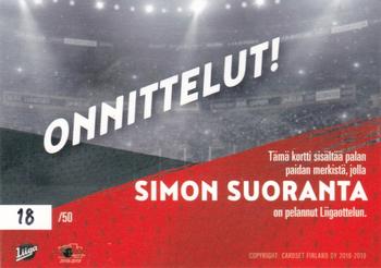 2018-19 Cardset Finland - Signature Sensation GWJ Series 1 Exchange #NNO Simon Suoranta Back