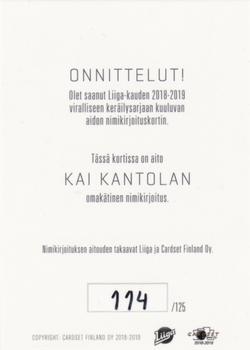 2018-19 Cardset Finland - Signature #NNO Kai Kantola Back