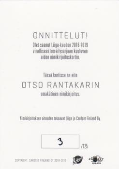 2018-19 Cardset Finland - Signature #NNO Otso Rantakari Back