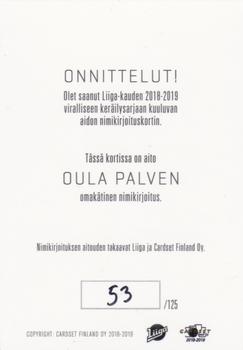 2018-19 Cardset Finland - Signature #NNO Oula Palve Back