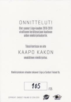 2018-19 Cardset Finland - Signature #NNO Kaapo Kakko Back