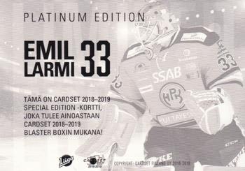 2018-19 Cardset Finland - Limited Edition Series 1 #NNO Emil Larmi Back