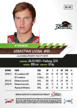 2013-14 Playercards Premium Serie Update (DEL) #399 Sebastian Uvira Back