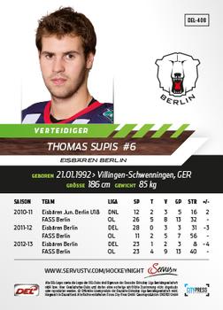 2013-14 Playercards Premium Serie Update (DEL) #408 Thomas Supis Back