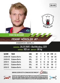 2013-14 Playercards Premium Serie Update (DEL) #409 Frank Hordler Back