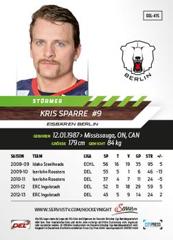 2013-14 Playercards Premium Serie Update (DEL) #415 Kris Sparre Back