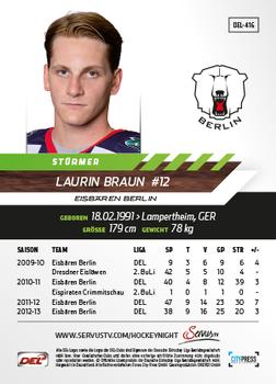 2013-14 Playercards Premium Serie Update (DEL) #416 Laurin Braun Back