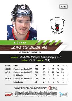 2013-14 Playercards Premium Serie Update (DEL) #423 Jonas Schlenker Back