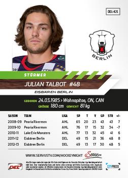 2013-14 Playercards Premium Serie Update (DEL) #425 Julian Talbot Back